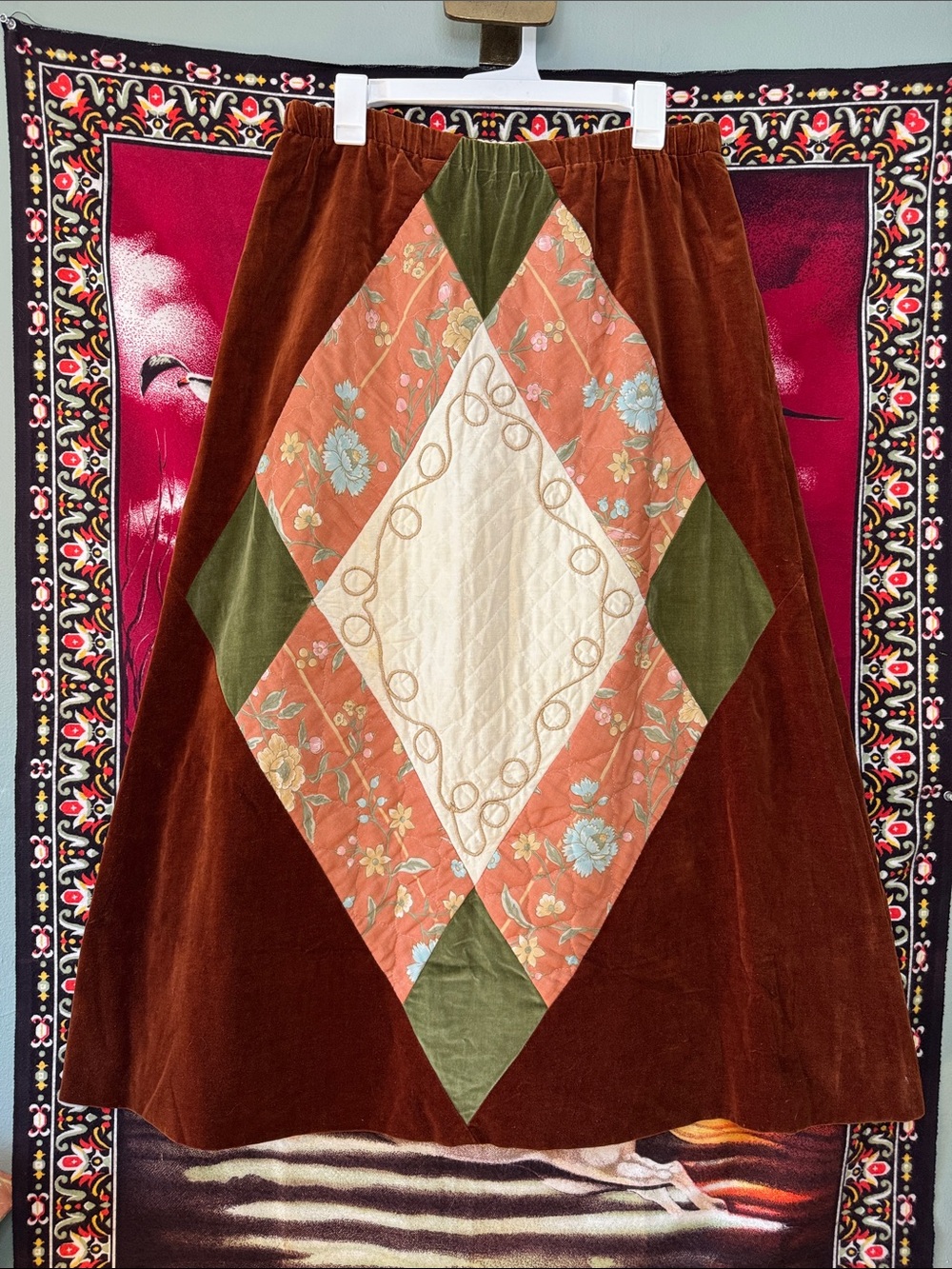 vintage Chessa Davis 70s quilted patchwork skirt